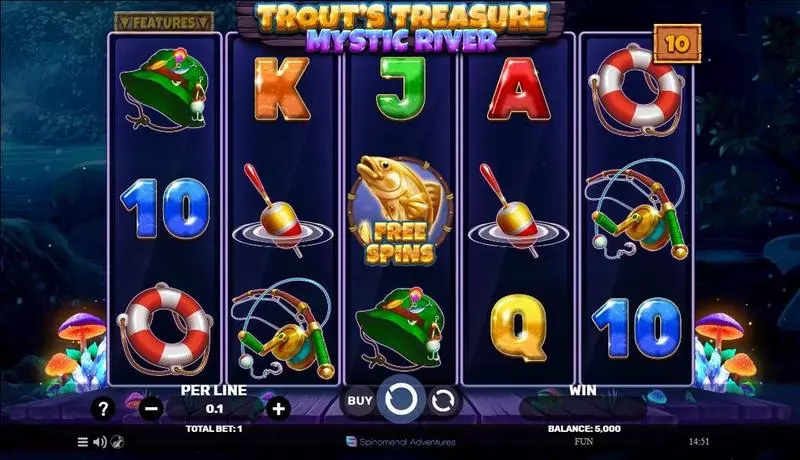 Trout’s Treasure - Mystic River  Real Money Slot made by Spinomenal - Main Screen Reels
