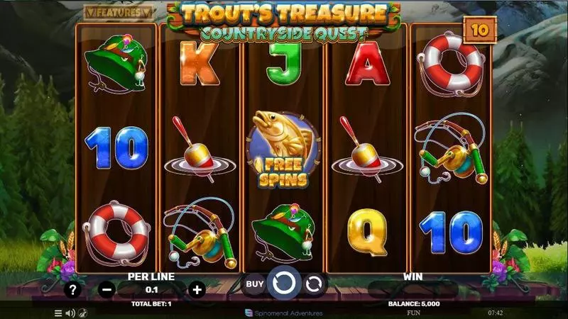 Trout’s Treasure – Countryside Quest  Real Money Slot made by Spinomenal - Main Screen Reels