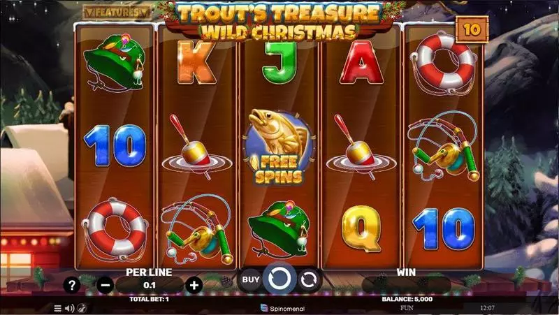 Trout’s Treasure – Wild Christmas  Real Money Slot made by Spinomenal - Main Screen Reels
