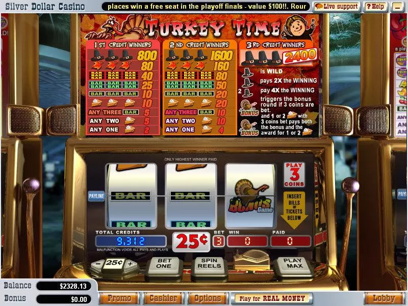 Turkey Time  Real Money Slot made by WGS Technology - Main Screen Reels