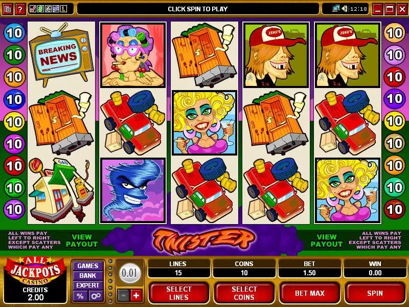 Twister  Real Money Slot made by Microgaming - Main Screen Reels