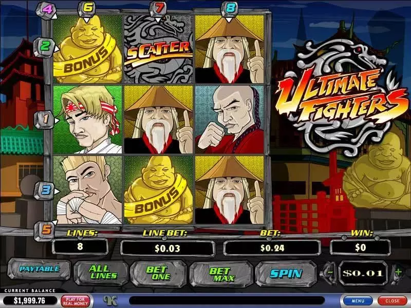 Ultimate Fighters  Real Money Slot made by PlayTech - Main Screen Reels