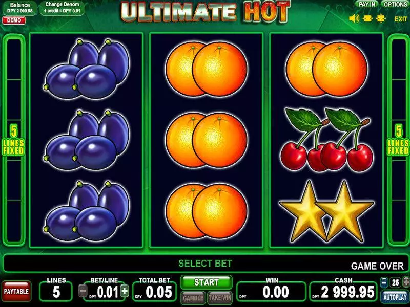 Ultimate Hot  Real Money Slot made by EGT - Main Screen Reels