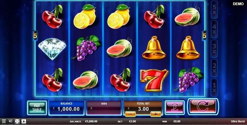 Ultra Burst  Real Money Slot made by Red Rake Gaming - Main Screen Reels
