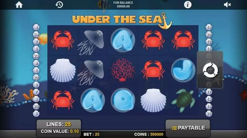 Under the Sea  Real Money Slot made by 1x2 Gaming - Main Screen Reels
