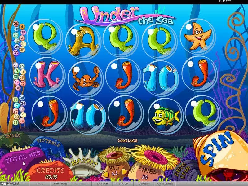 Under the Sea  Real Money Slot made by bwin.party - Main Screen Reels