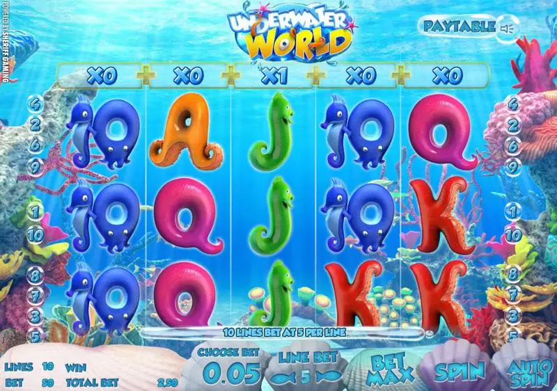 UnderWater World  Real Money Slot made by Sheriff Gaming - Main Screen Reels