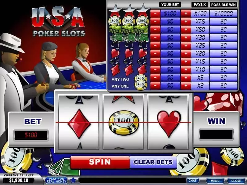 USA Poker  Real Money Slot made by PlayTech - Main Screen Reels