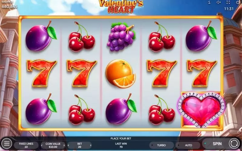 Valentine's Heart  Real Money Slot made by Endorphina - Main Screen Reels