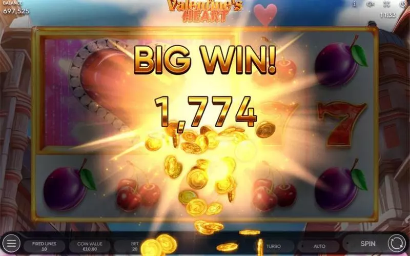 Valentine's Heart  Real Money Slot made by Endorphina - Winning Screenshot