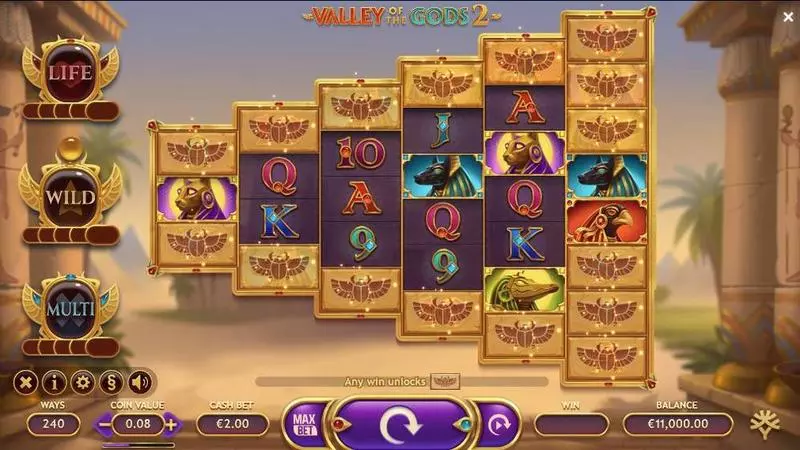 Valley of the Gods 2  Real Money Slot made by Yggdrasil - Main Screen Reels