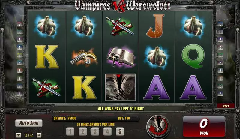 Vampires vs Werewolves  Real Money Slot made by Amaya - Main Screen Reels