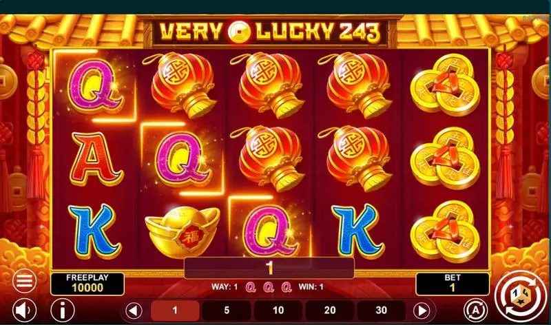Very Lucky 243  Real Money Slot made by 1Spin4Win - Main Screen Reels