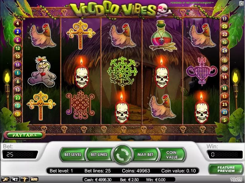 Voodoo Vibes  Real Money Slot made by NetEnt - Main Screen Reels