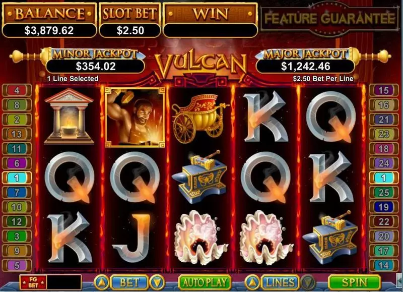 Vulcan  Real Money Slot made by RTG - Main Screen Reels