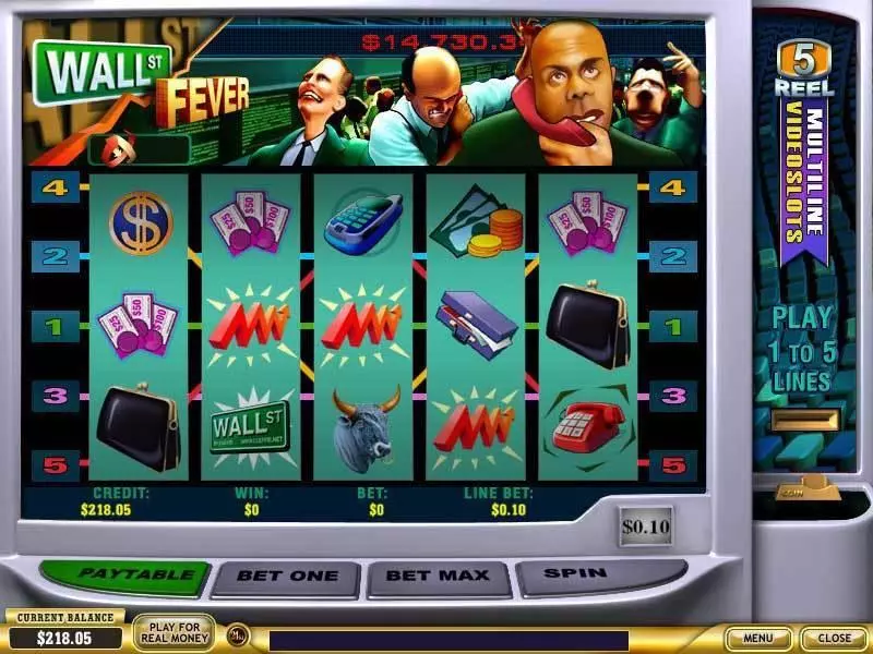 Wall st Fever 5 Line  Real Money Slot made by PlayTech - Main Screen Reels