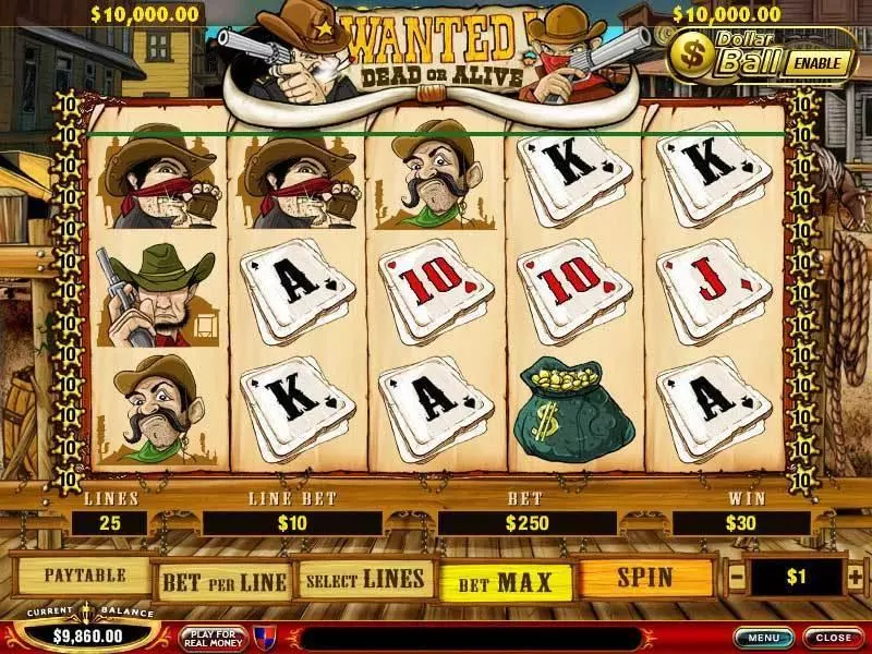Wanted Dead or Alive  Real Money Slot made by PlayTech - Main Screen Reels