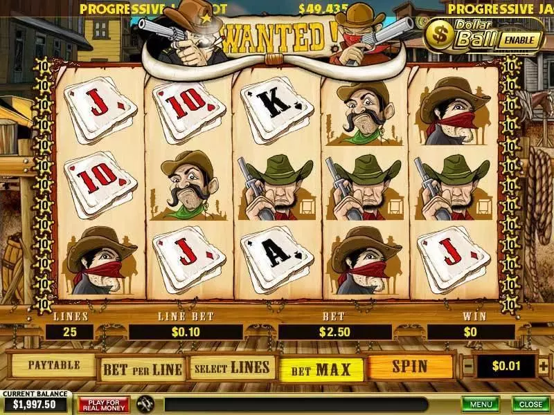Wanted  Real Money Slot made by PlayTech - Main Screen Reels
