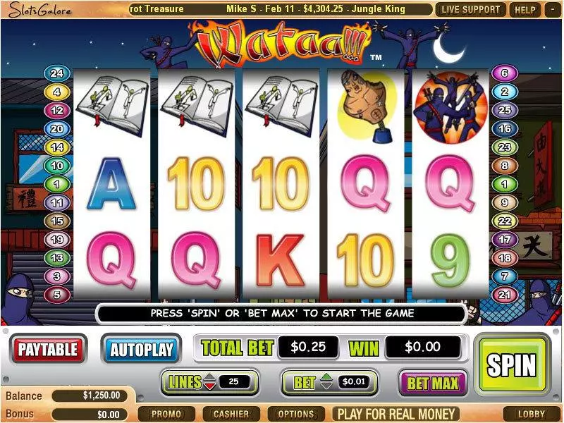 Wataa  Real Money Slot made by WGS Technology - Main Screen Reels