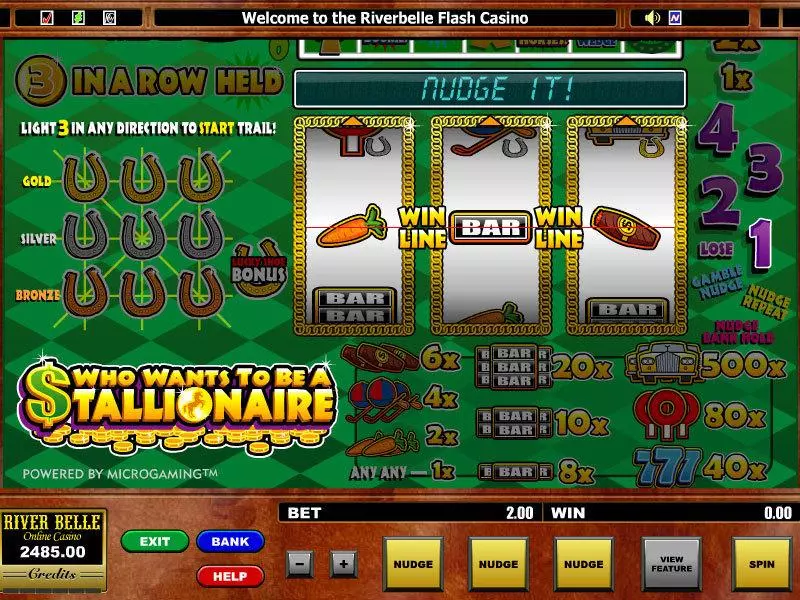 Who want's to be a Stallionaire  Real Money Slot made by Microgaming - Main Screen Reels