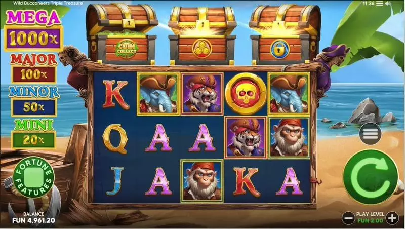 Wild Buccaneers  Real Money Slot made by Four Leaf Gaming - Main Screen Reels