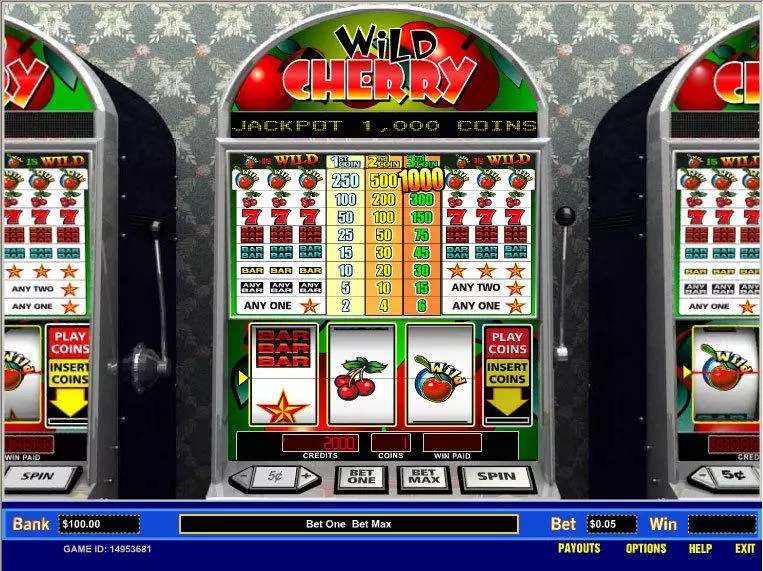 Wild Cherry 5 Line  Real Money Slot made by Parlay - Main Screen Reels