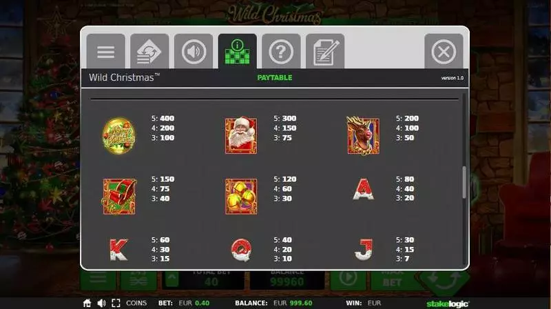 Wild Christmas  Real Money Slot made by StakeLogic - Paytable
