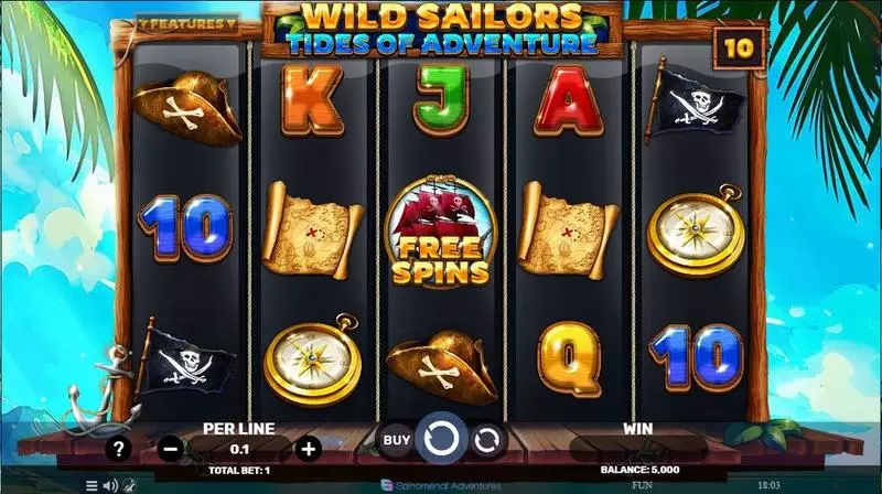 Wild Sailors – Tides Of Adventure  Real Money Slot made by Spinomenal - Main Screen Reels