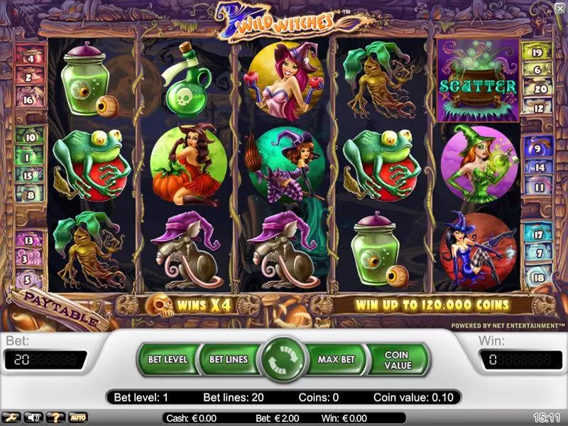 Wild Witches  Real Money Slot made by NetEnt - Main Screen Reels