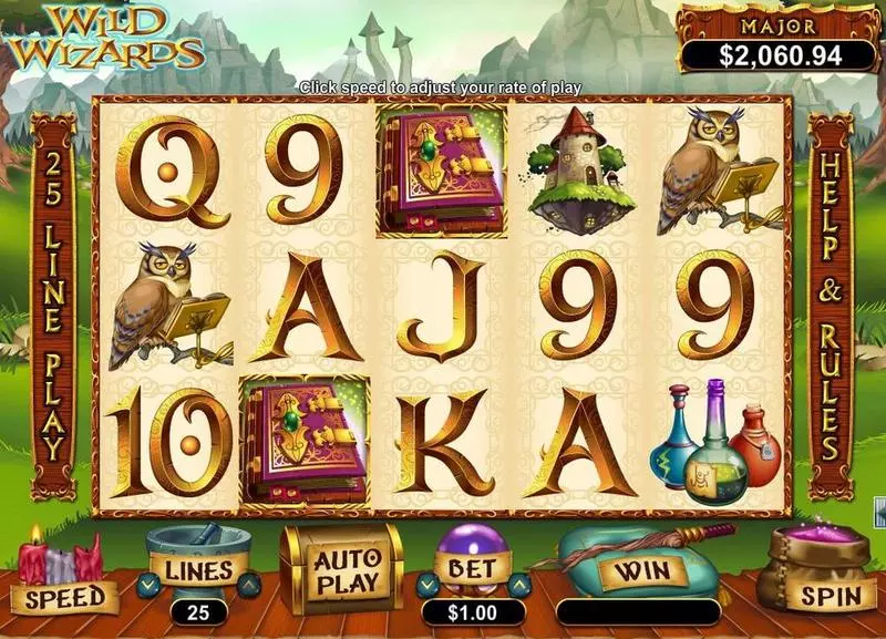 Wild Wizards  Real Money Slot made by RTG - Main Screen Reels