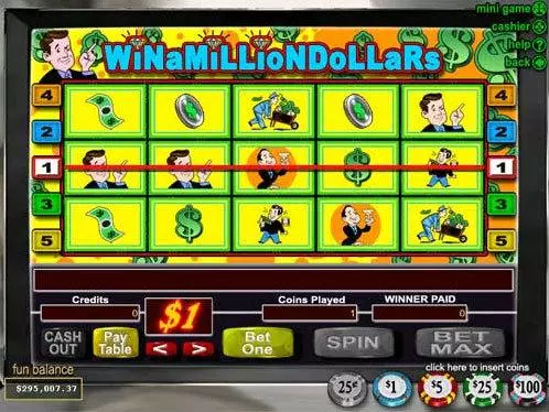 Win a Milllion Dollars  Real Money Slot made by RTG - Main Screen Reels