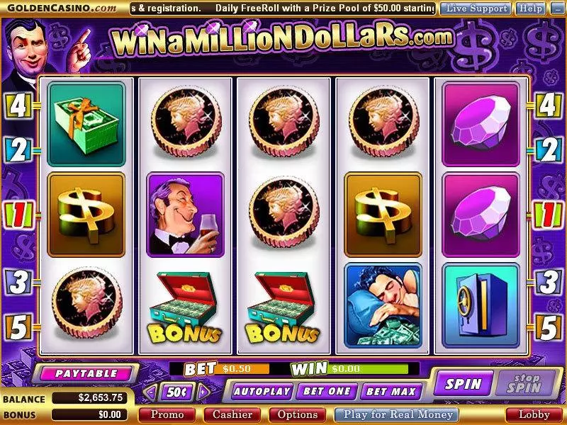 Win a Milllion Dollars  Real Money Slot made by Vegas Technology - Main Screen Reels
