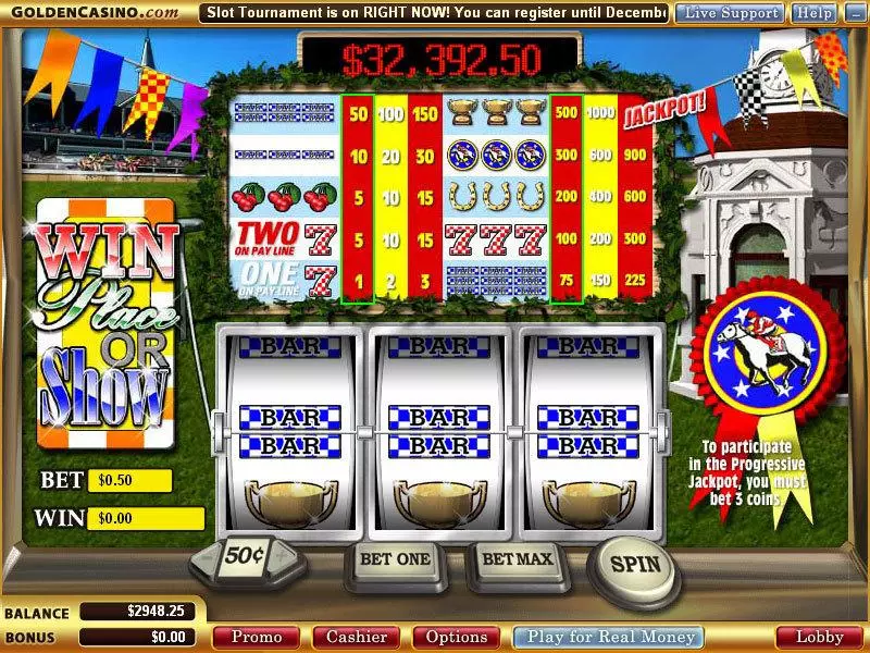 Win Place or Show  Real Money Slot made by WGS Technology - Main Screen Reels