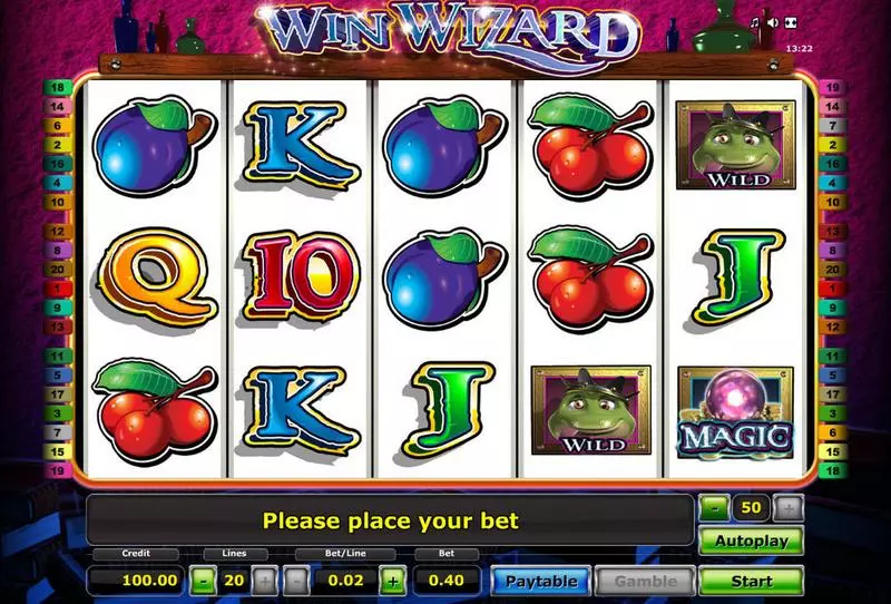 Win Wizard  Real Money Slot made by Novomatic - Main Screen Reels