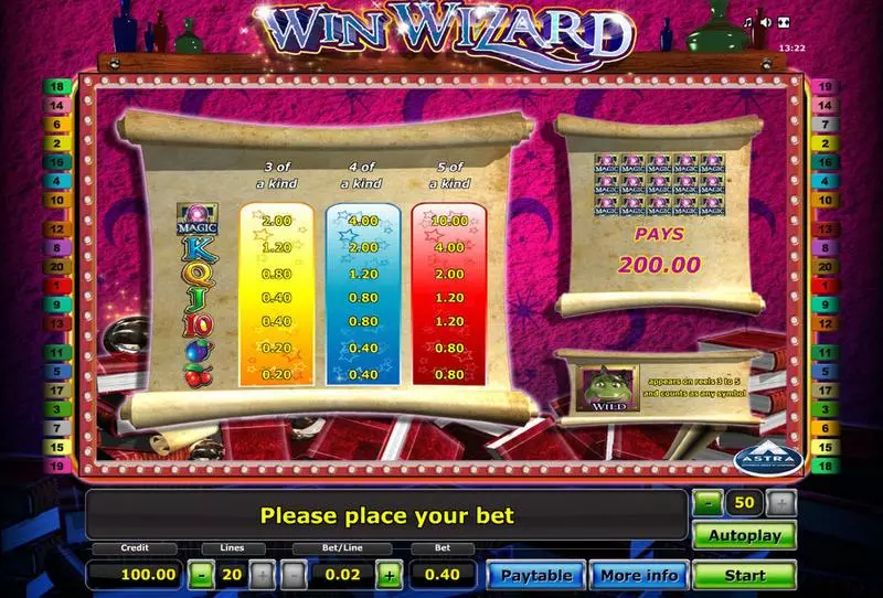 Win Wizard  Real Money Slot made by Novomatic - Info and Rules