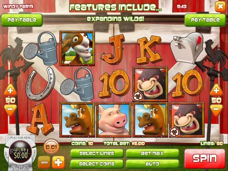 Windy Farm  Real Money Slot made by Rival - Main Screen Reels