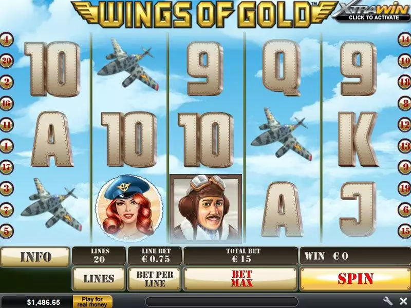 Wings of Gold  Real Money Slot made by PlayTech - Main Screen Reels