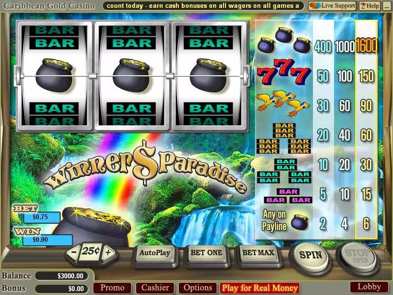 Winners Paradise  Real Money Slot made by Vegas Technology - Main Screen Reels