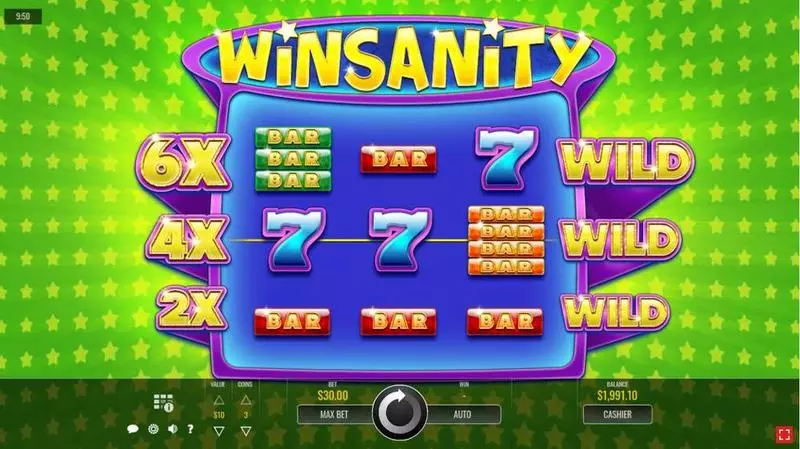 Winsanity  Real Money Slot made by Rival - Main Screen Reels
