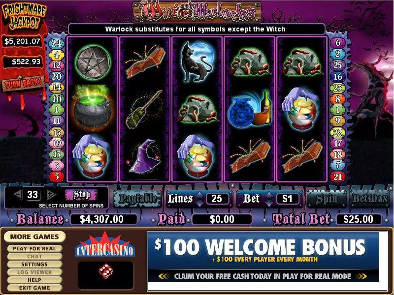 Witches and Warlocks  Real Money Slot made by CryptoLogic - Main Screen Reels