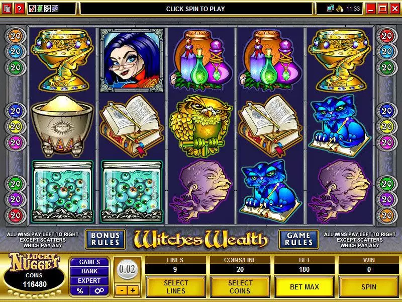 Witches Wealth  Real Money Slot made by Microgaming - Main Screen Reels
