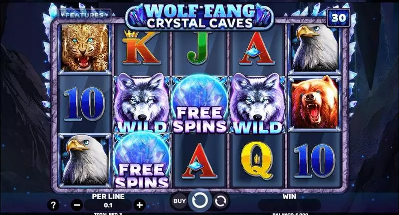 Wolf Fang – Crystal Caves  Real Money Slot made by Spinomenal - Main Screen Reels