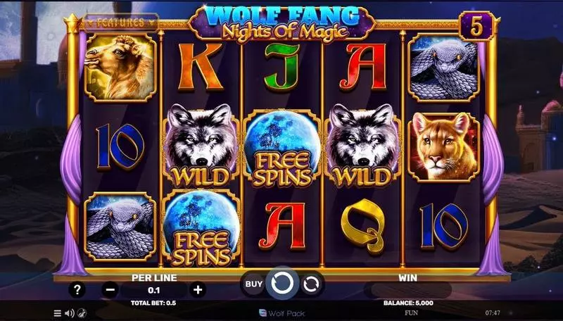 Wolf Fang – Nights Of Magic  Real Money Slot made by Spinomenal - Main Screen Reels