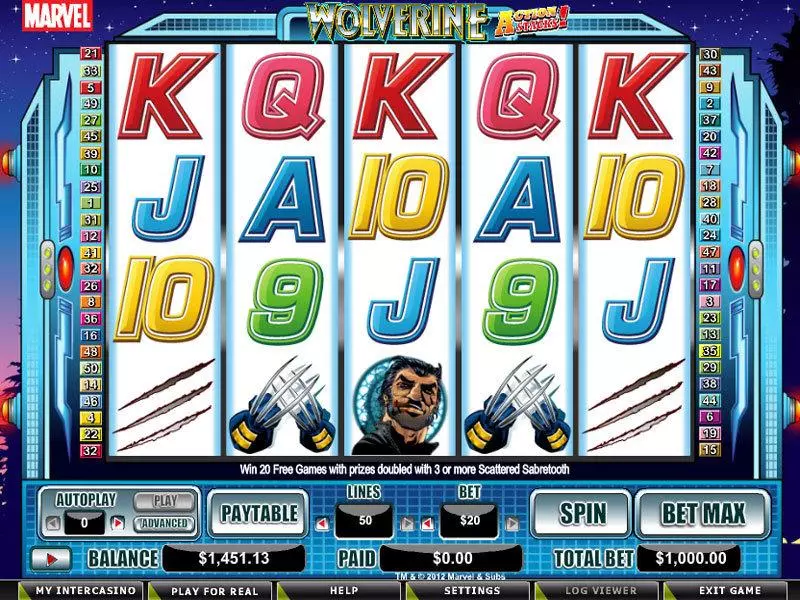 Wolverine - Action Stacks!  Real Money Slot made by CryptoLogic - Main Screen Reels