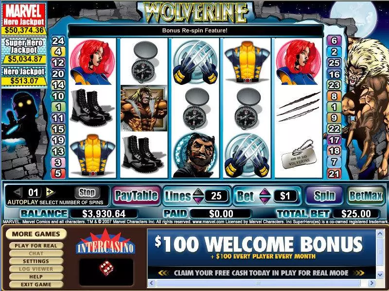 Wolverine  Real Money Slot made by CryptoLogic - Main Screen Reels