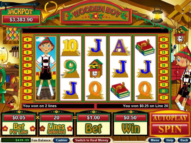 Wooden Boy  Real Money Slot made by RTG - Main Screen Reels
