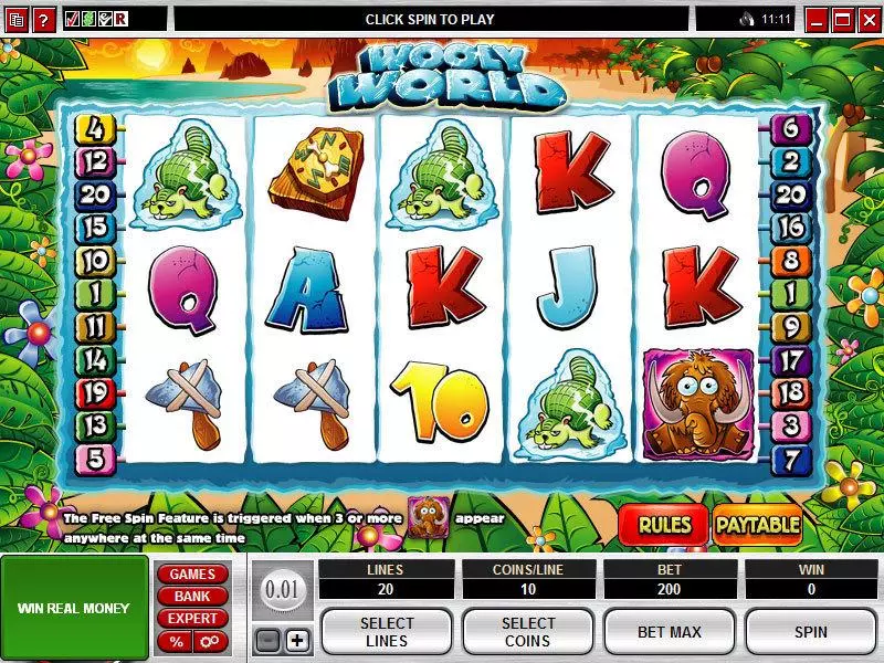Wooly World  Real Money Slot made by Microgaming - Main Screen Reels