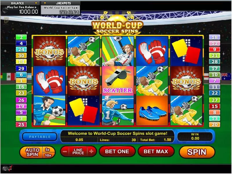 World Cup Soccer Spins  Real Money Slot made by GamesOS - Main Screen Reels