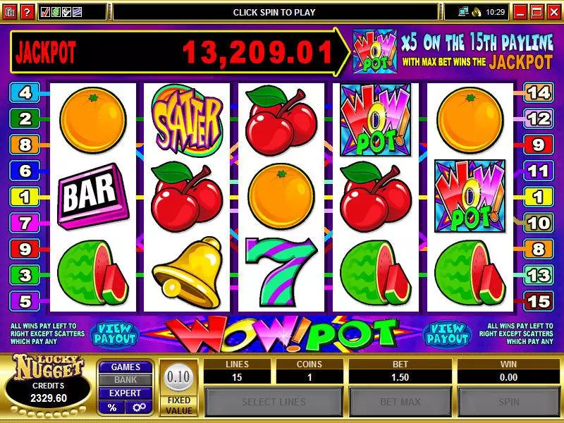 Wow Pot 5-Reels  Real Money Slot made by Microgaming - Main Screen Reels