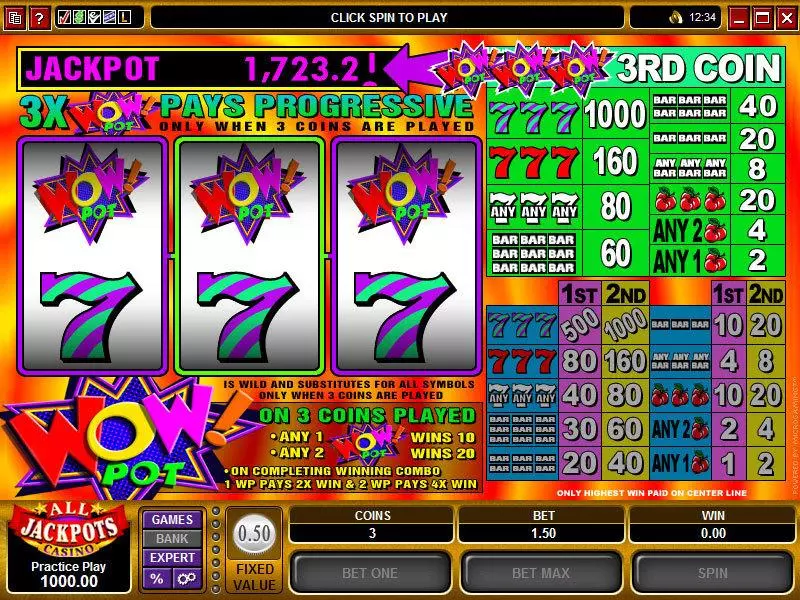 Wow Pot  Real Money Slot made by Microgaming - Main Screen Reels